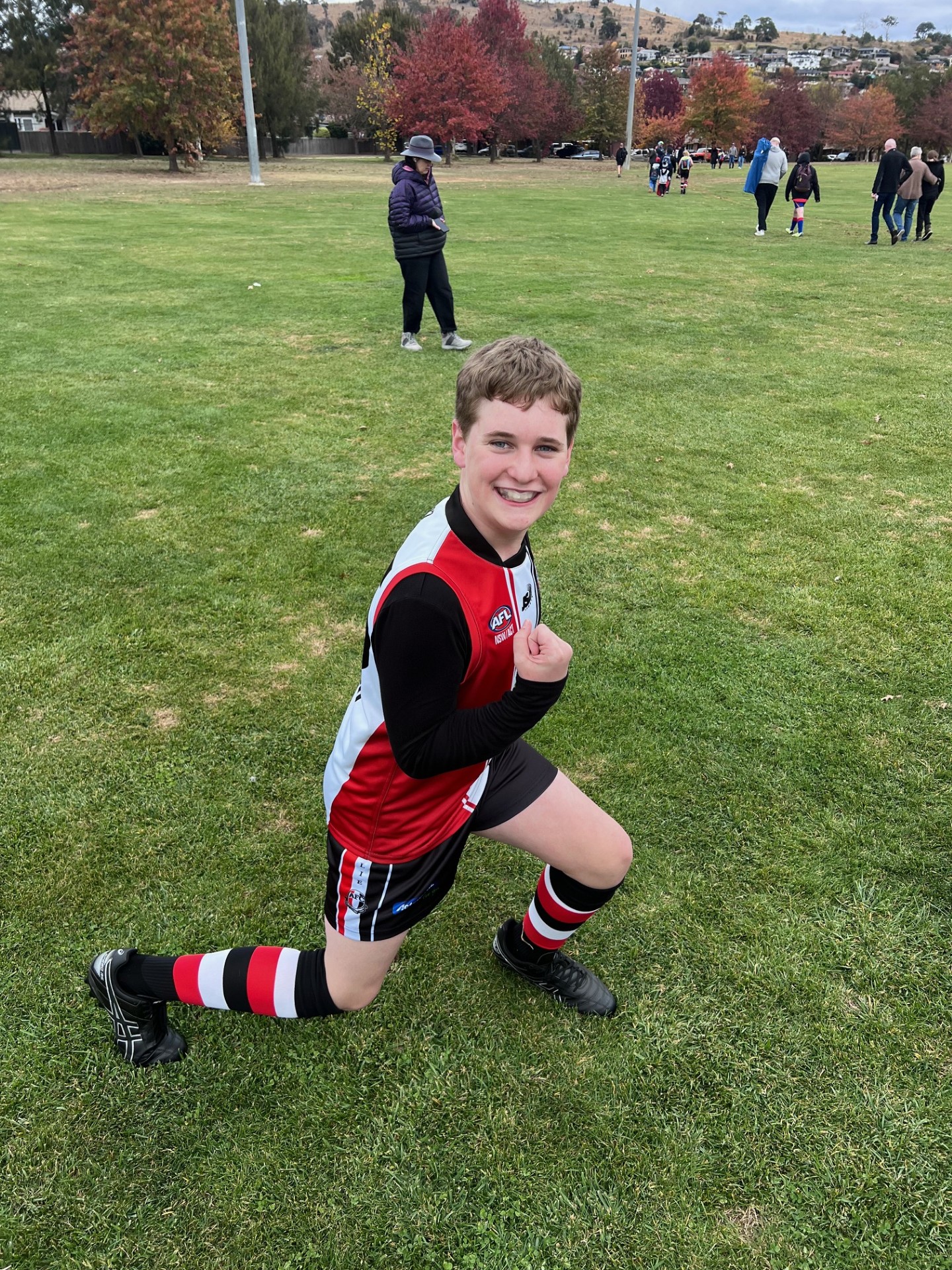 Lauren’s son Joshie has joined a sporting team for the first time in Canberra. Image: Supplied.